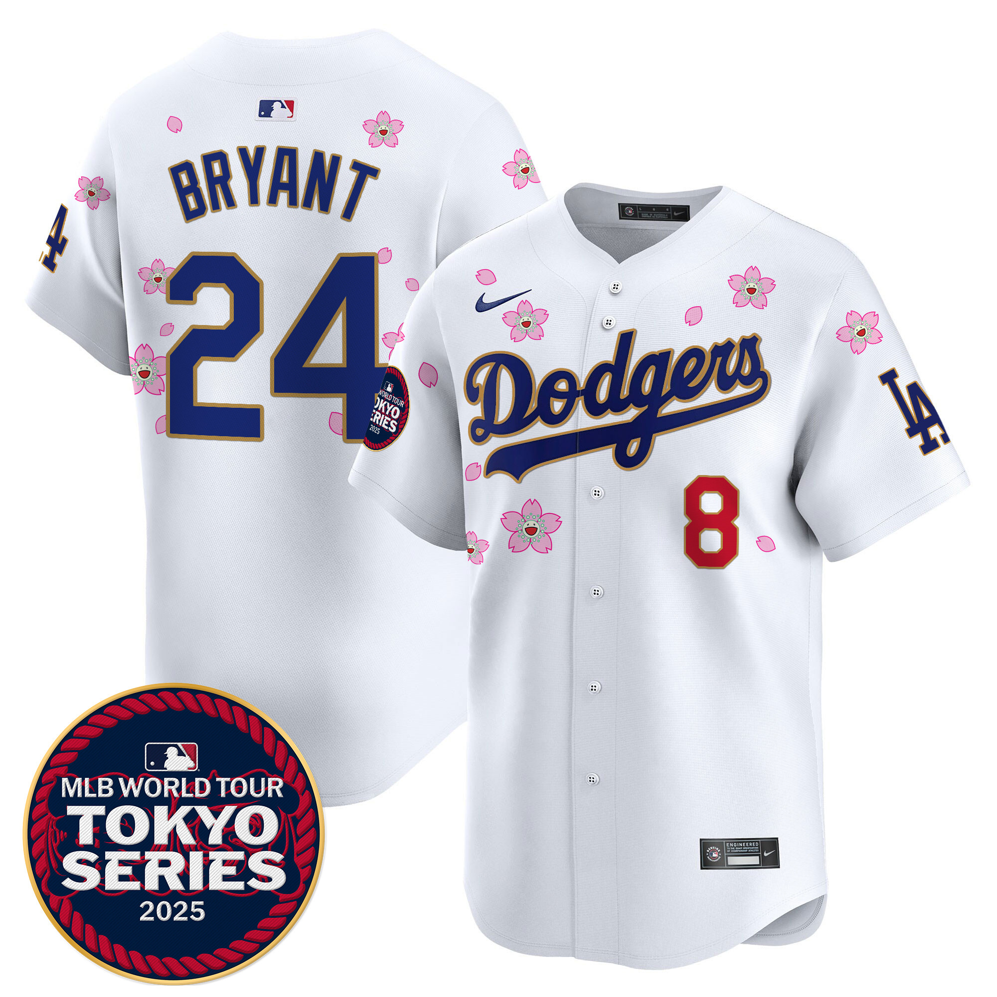 Men Los Angeles Dodgers 24 Bryant Tokyo Series white Limited Stitched 2025 Jersey style 7